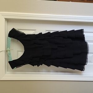 White House Black Market Black Ruffle Mini Dress Women's sz6 NWT